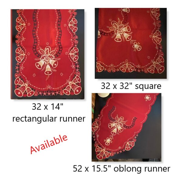 NEW Beautiful Asian inspired red table runner with gold bells - Picture 4 of 4